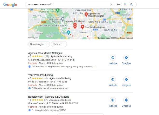SEO para Google em Portugal 4 empresas seo madrid
