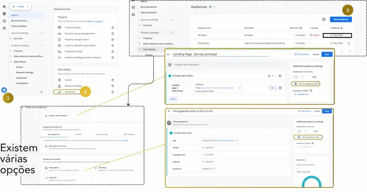 criação de audiencias no google analytics